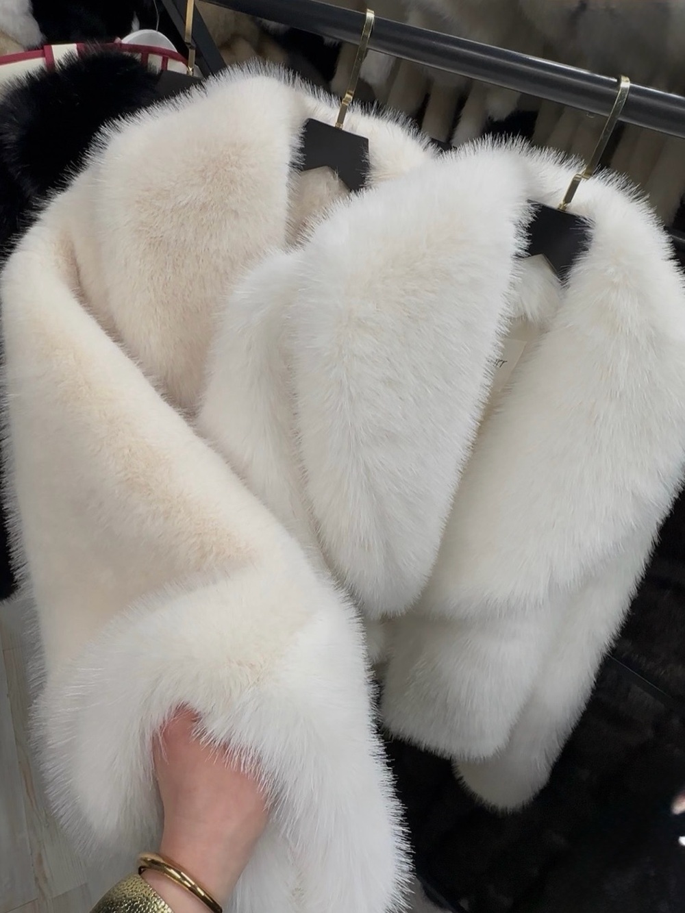 Lux White Faux Fur Jacket Size S